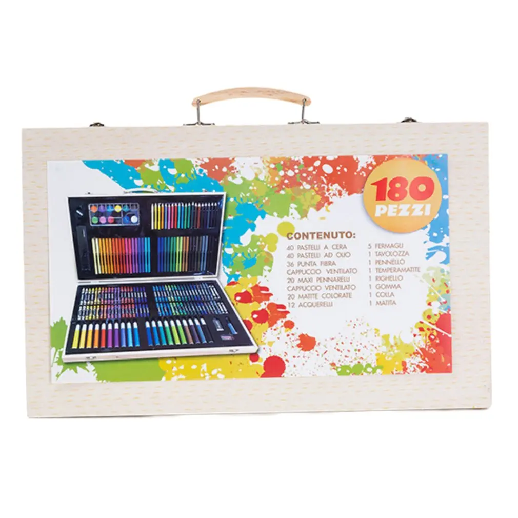 180 шт./компл. деревянная коробка для рисования Детская кисть акварели цветной