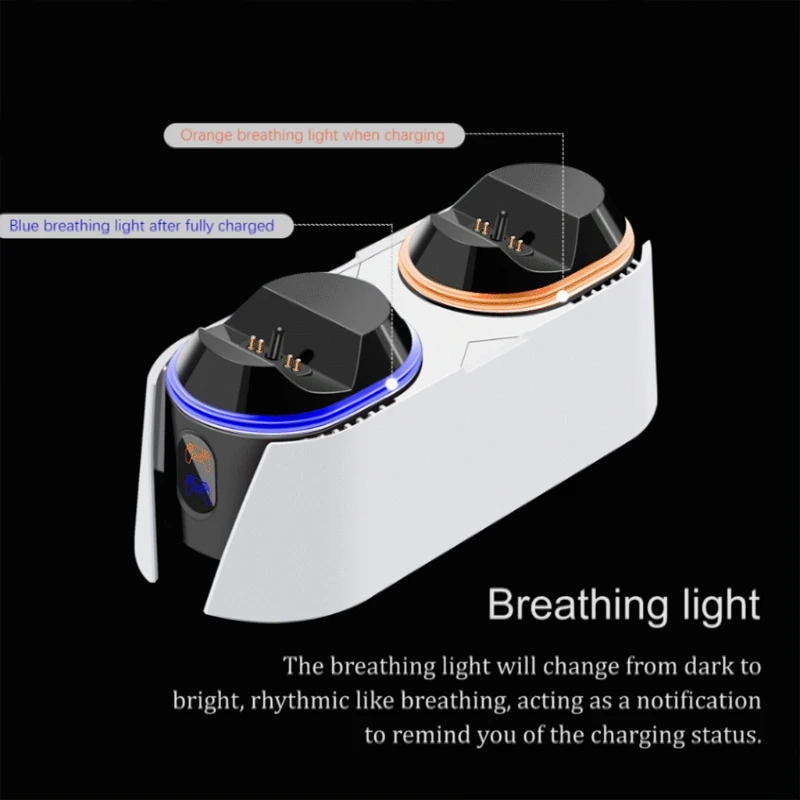 

Wireless Game Controller Dual Charging Dock Holder Fits for PS5, Joystick Gamepad Charging Station with LED Indicator