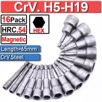 drill bit h5 h19 14 magnetic hex nut driver bit set 16 pcs metric 65mm socket adapter impact drill bar wrench extension tools
