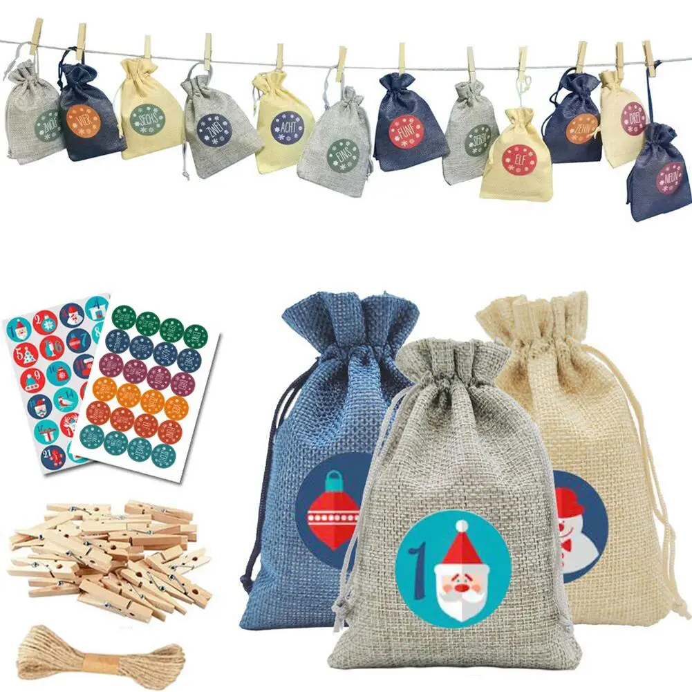 

Календарь с обратным отсчетом на Рождество, календарь на завязках, 24 дня