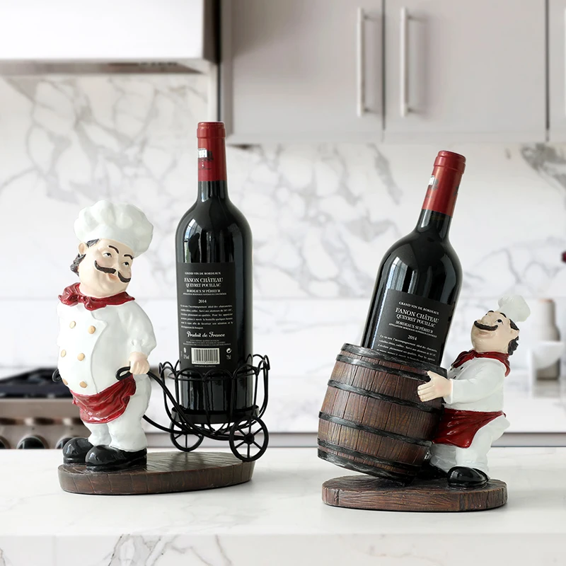 Chef Sculpture Wine Rack Home Decor Kitchen Living Room Desktop Relf Bar Accessories Nordic Decoration Storage | Дом и сад