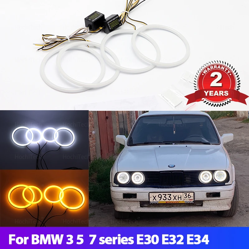

for BMW 3 5 7 series E30 E32 E34 Car styling Milk White light SMD LED Angel Eyes Halo ring Kit Turn signal light
