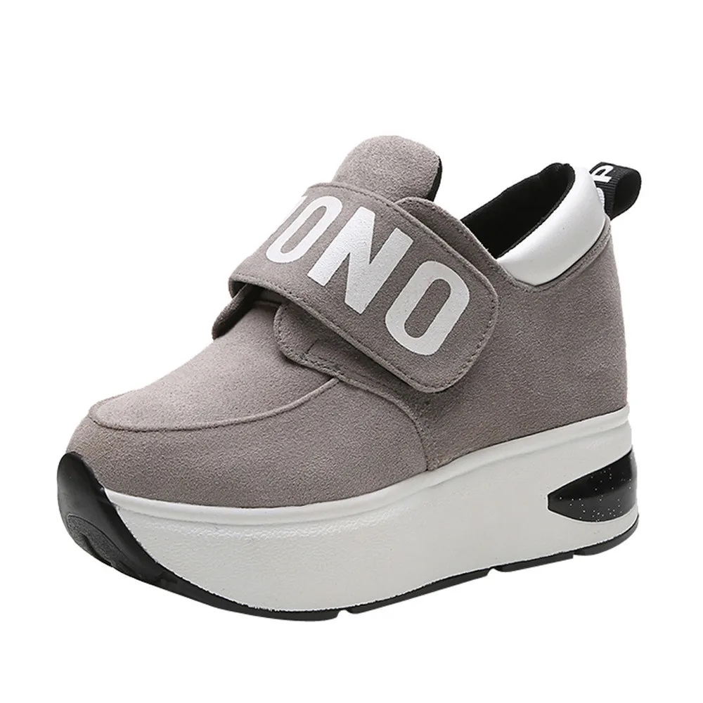 Женская уличная обувь на платформе скрытом каблуке толстой подошве без шнуровки