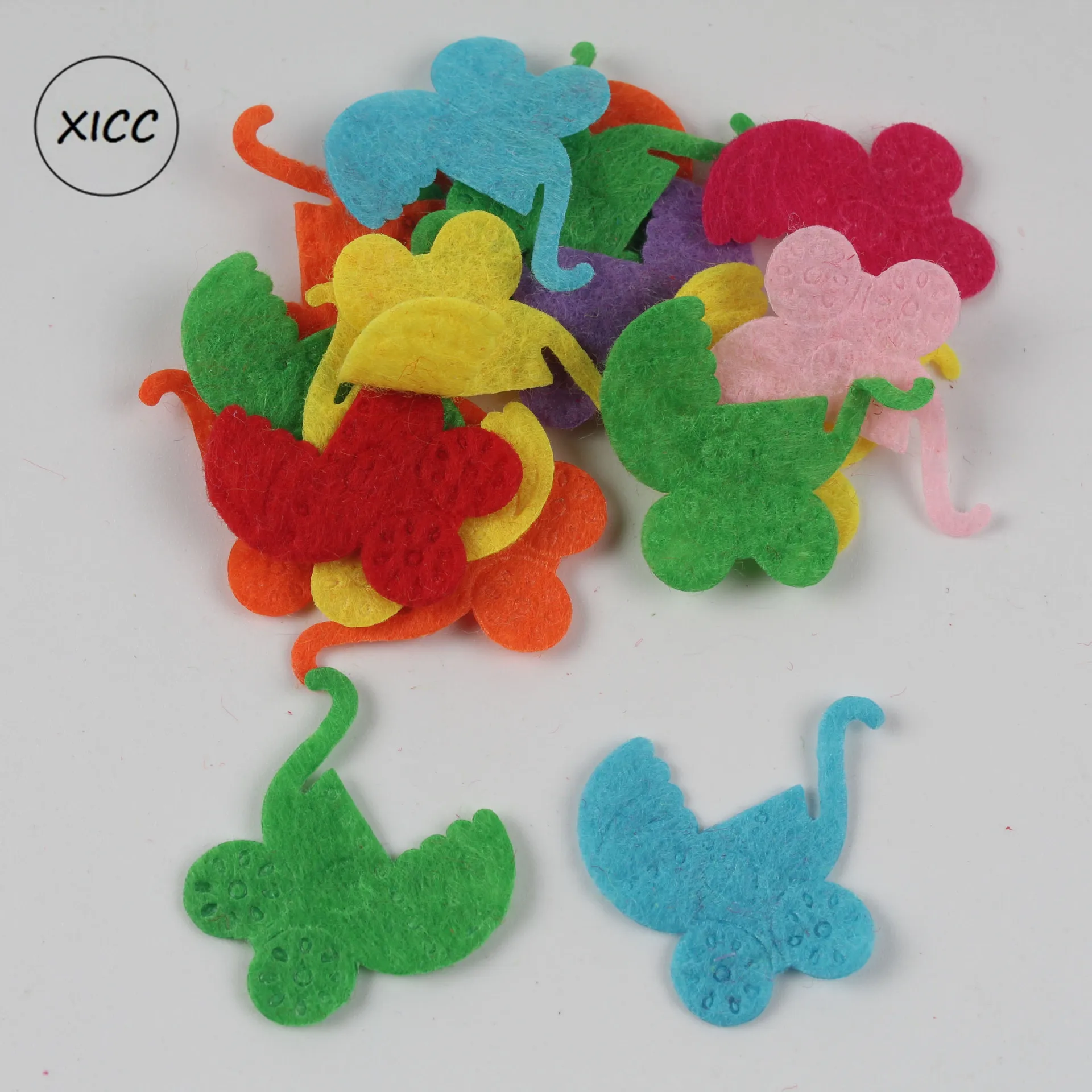 1-28 XICC 100PCS Colorful Nonwoven Round Flower Wool Felt Fabric Hair rope DIY Handmade Accessory Sticker Applique Patches Felt Pad - Цвет: 1-28