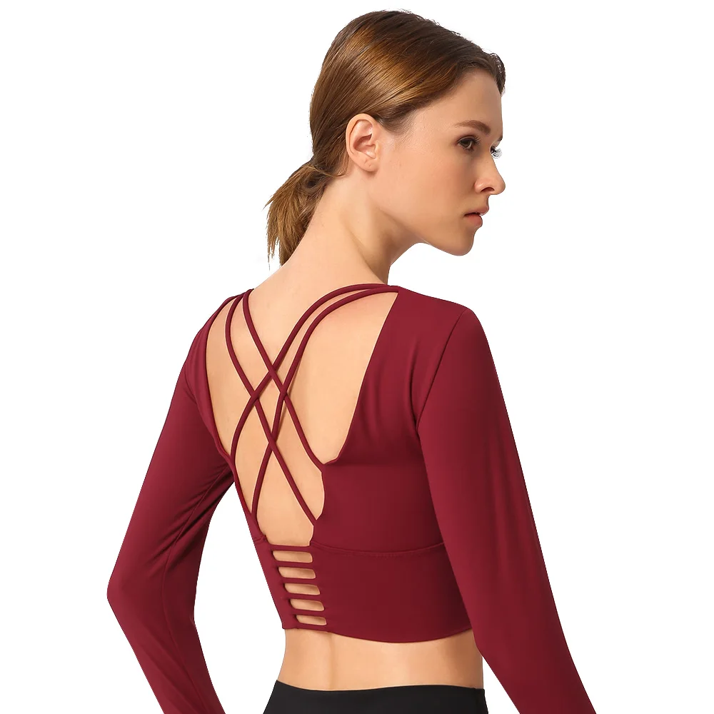 Спортивная одежда для йоги нейлоновые футболки с длинными рукавами и