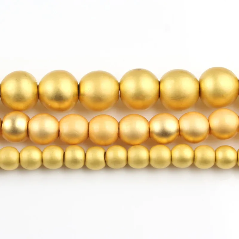 Круглые Бусины Из Гематита и натурального матового золота 2/3/4/6/8 мм