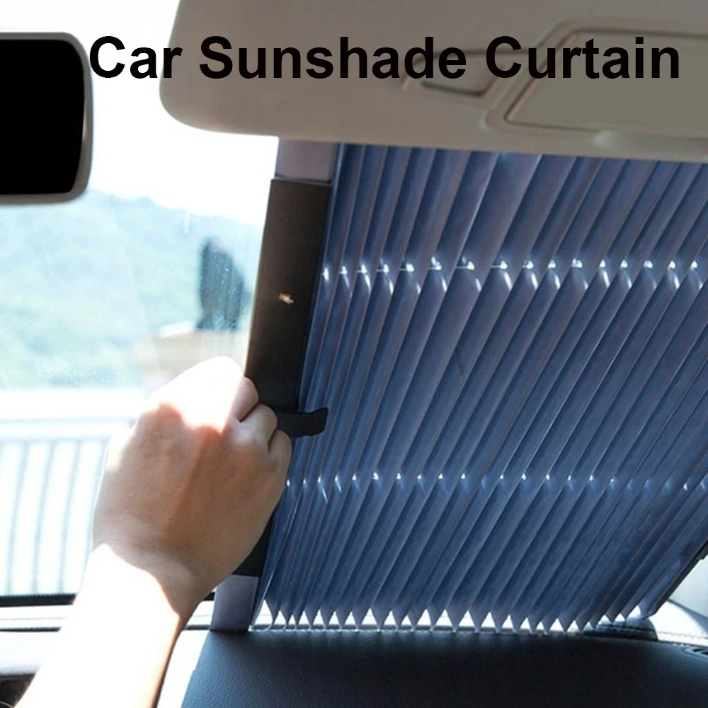 1PC Car Retractable Windshield Sun Shade Block Sunshade Cover Window Foil Curtain for Solar UV Protect Auto Accessories 115*46cm |