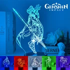 Настольная лампа Genshin Impact с 3D иллюзией, светодиодное ночное освещение, настольные лампы с аниме игровыми персонажами, подарок для детей, домашнее украшение комнаты, цветами RGB