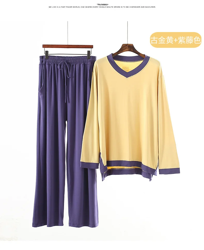 

DMLZFMY 2021 hit color suit female home clothes short sleeve two-piece set casual loose modal cotton pajamas women pijama mujer