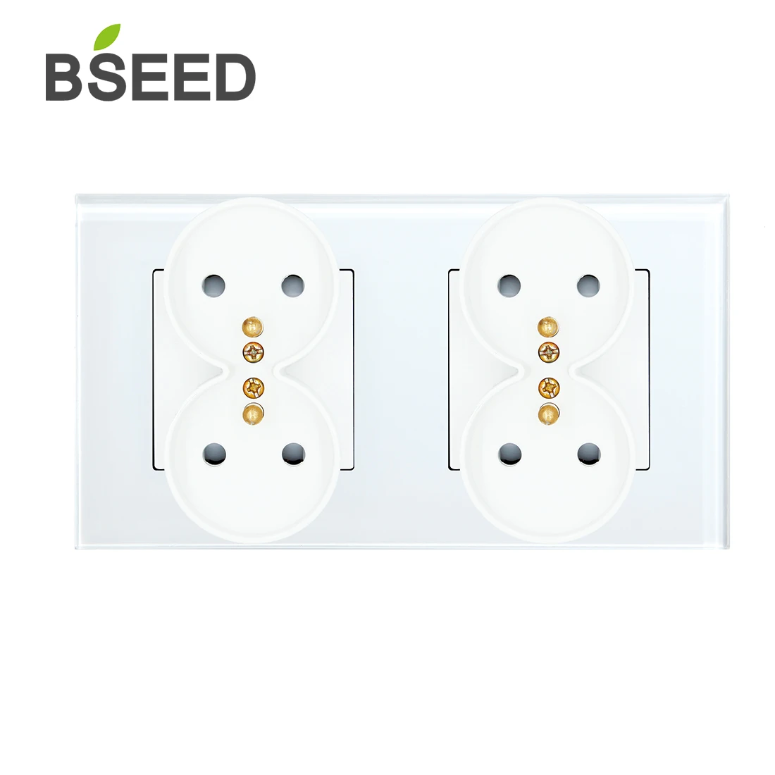 

BSEED 16A French Standard 4 FR Socket 157MM Wall Power Socket White Black Glass Panel For Home Improvement