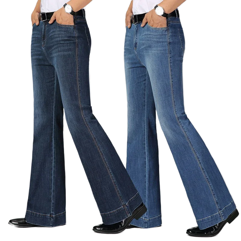 

Новые джинсы Bellbottom, осень 2020, мужские повседневные джинсы с потертостями, деловые широкие брюки, большие расклешенные брюки