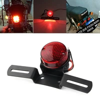 round red motorcycle led brake tail light with license plate mount for bobber chopper cafe racer atvs retro moto rear stop light