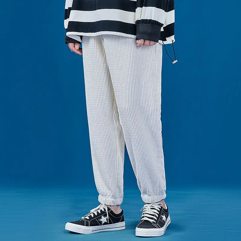 Плед вельветовые повседневные штаны для мужчин в Корейском стиле Модные