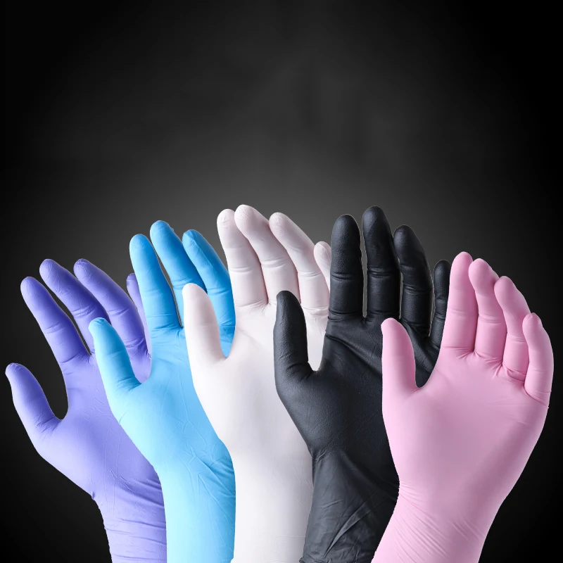 100 шт антистатические нитриловые одноразовые перчатки износостойкие прочные