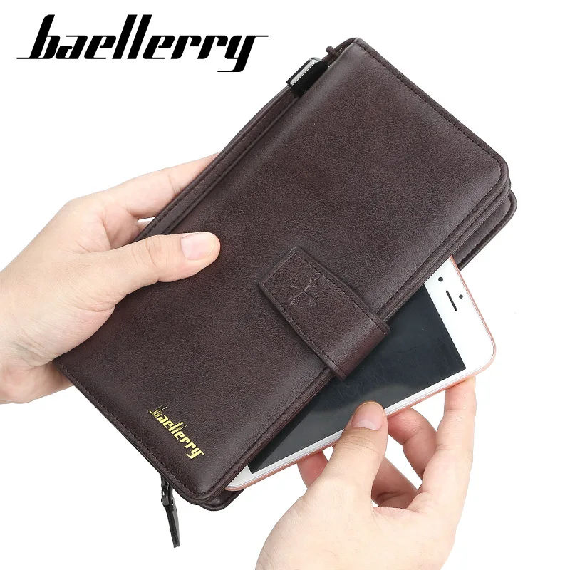 Baellerry Роскошные Брендовые мужские кошельки длинный мужской кошелек мужской клатч кожаный на молнии мужской деловой бумажник мужской кошелек монета