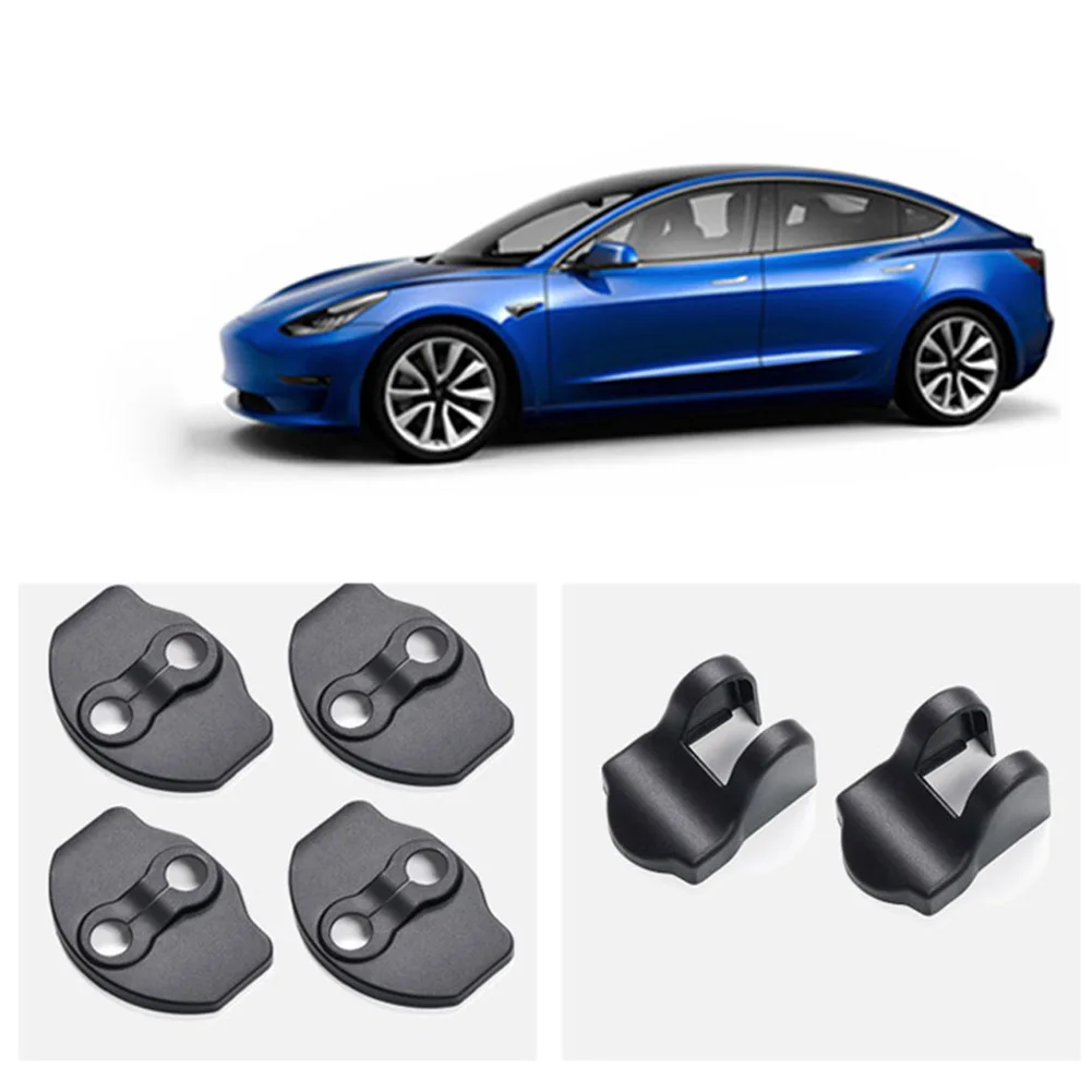 

4Pcs Car Door Lock Catch Cover And 2Pcs Door Limiting Stopper Cover Waterproof Rust-proof For Tesla Model 3 Car Accessories