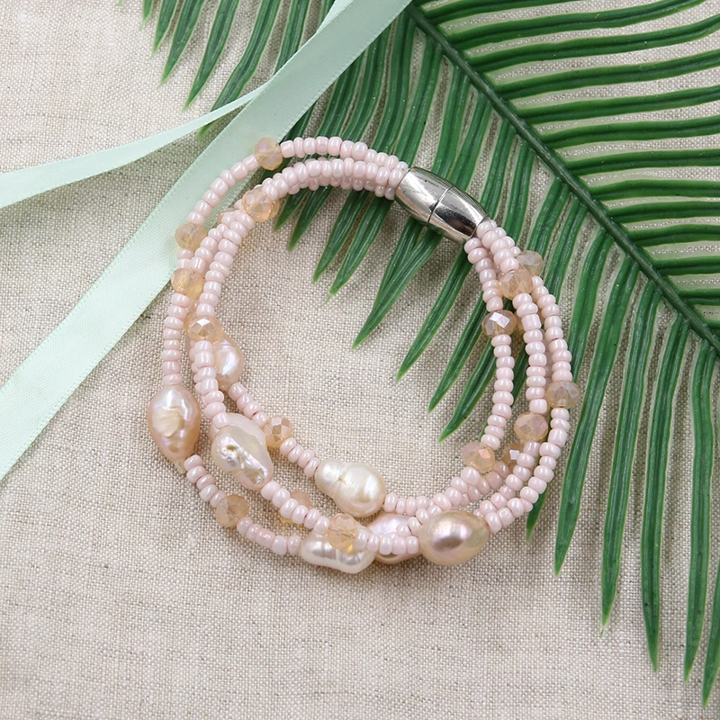 Хрустальные бусины браслеты с подвесками для женщин 2019 богемные Жемчужные