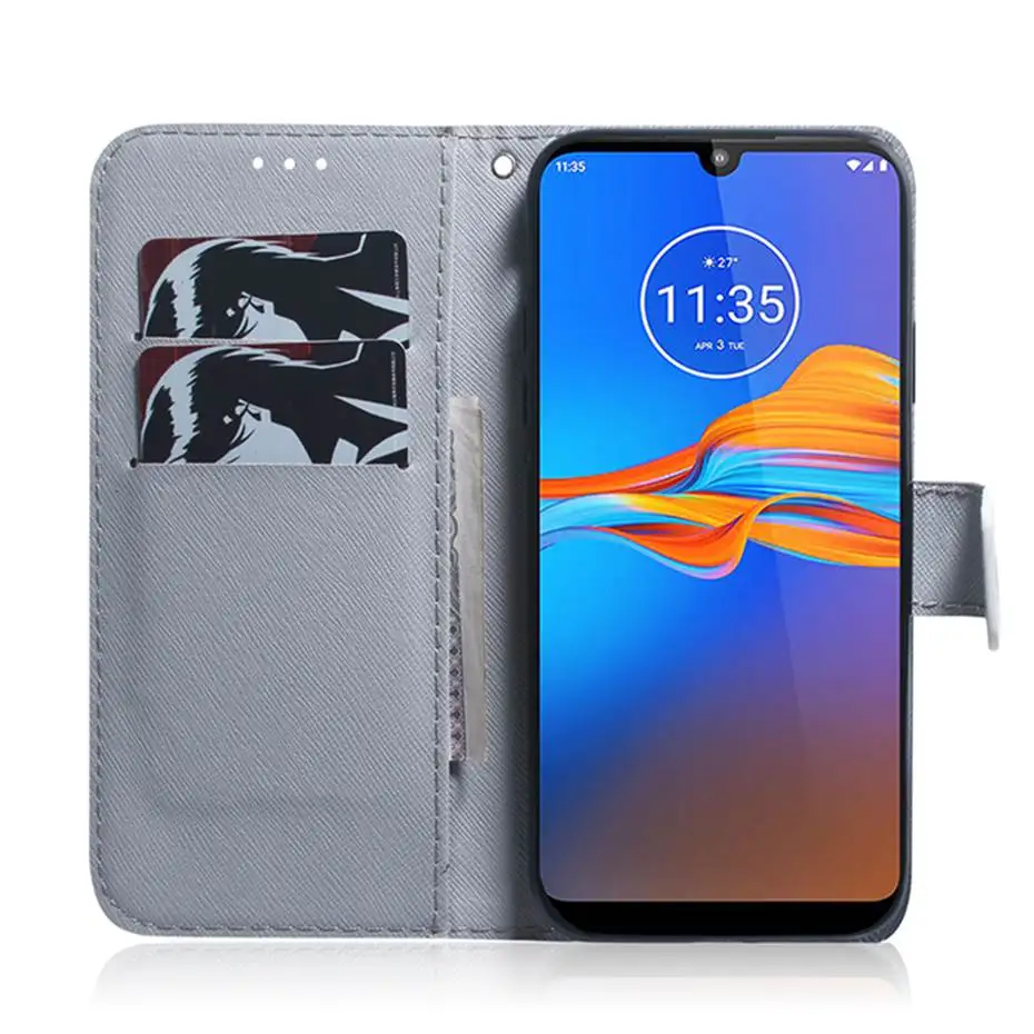 PU Leather Flip Case For Motorola Moto E6 G8 Plus Phone G6 Play One Macro Wallet Painted | Мобильные телефоны и