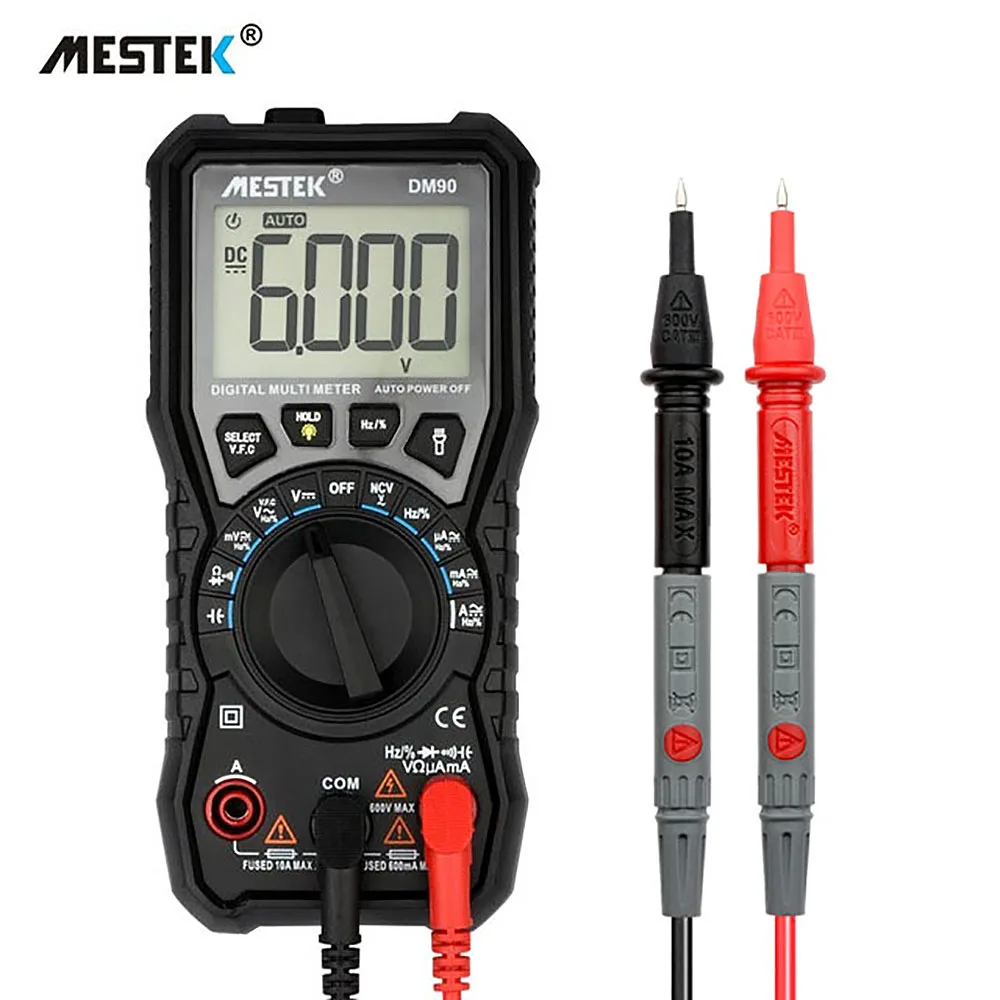 MESTEK DM90 Цифровой мультиметр 6000 отсчетов Цифровой мультиметр Профессиональный ЖК-дисплей AC/DC измерительные инструменты мультиметр тестер - Цвет: DM90