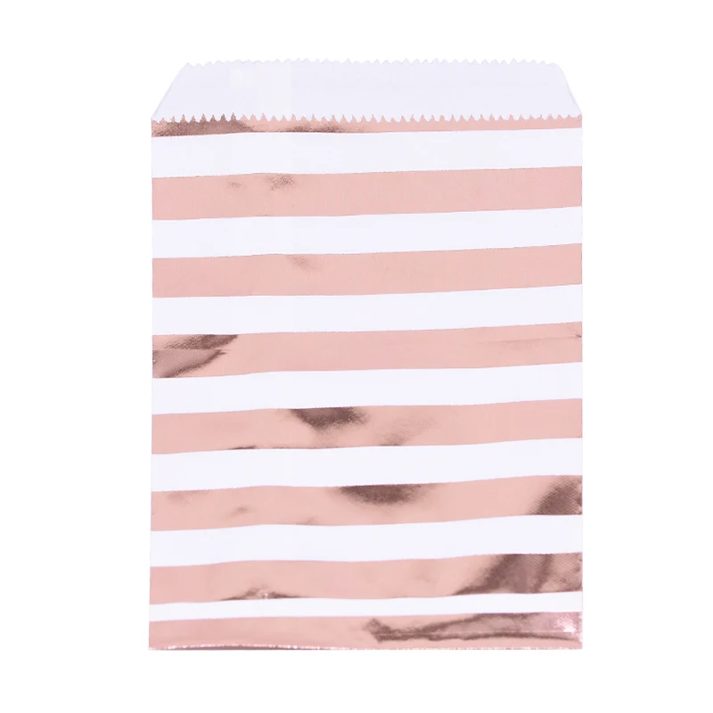 25p rose gold stripe 25pcs Kraft Paper Bags Treat Candy Bag Chevron Polka Dot Bags for Wedding Birthday Xmas New Year Party Favors Supplies Gift Bags - Цвет: 25p rose gold stripe