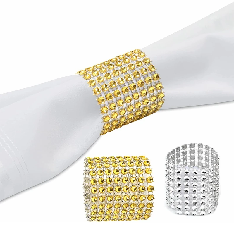 Кольца для салфеток розовое золото банты со стразами пробы 10 шт. | Дом и сад