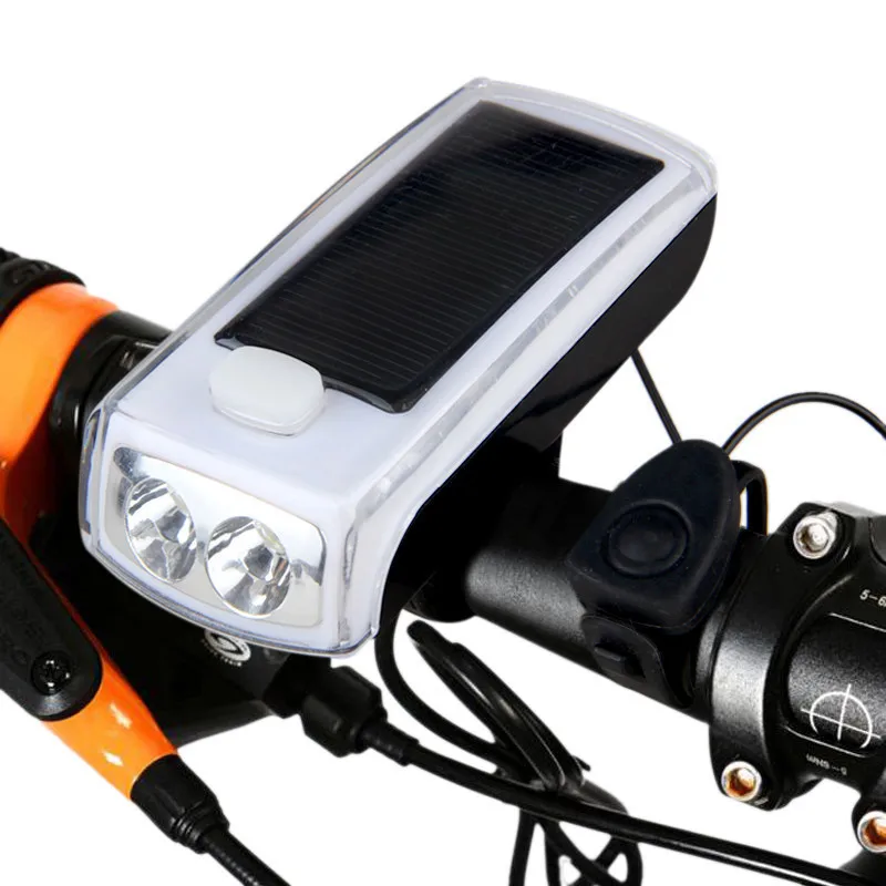 

New Bicycle Front Lights solar 4LED headlamps Front Lights Mountain Bike Horn Lights USB Rechargeable with bracket