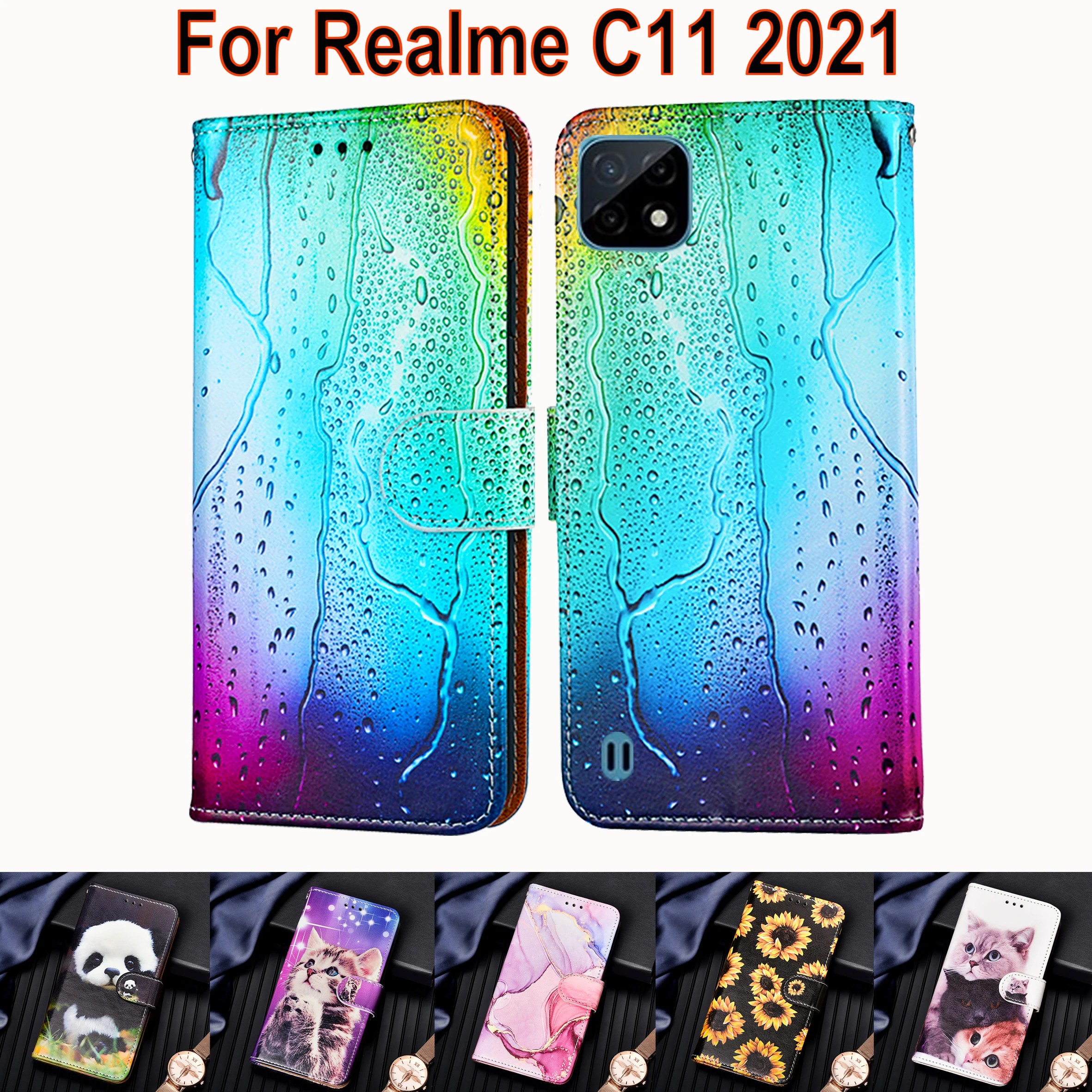 Чехол для Realme C11, кожаный чехол-книжка с подставкой для OPPO Realme C11 2021 C 11