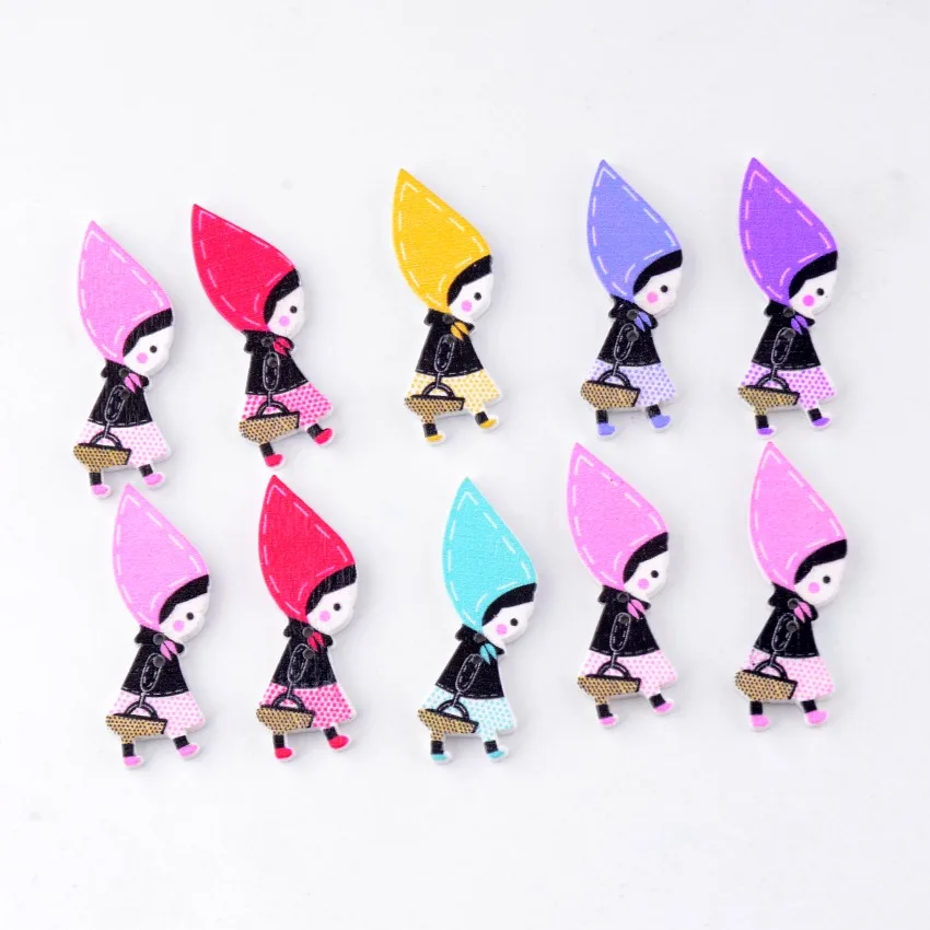 Бесплатная доставка-30 шт. случайный смешанный милый кукол 2 отверстия деревянные