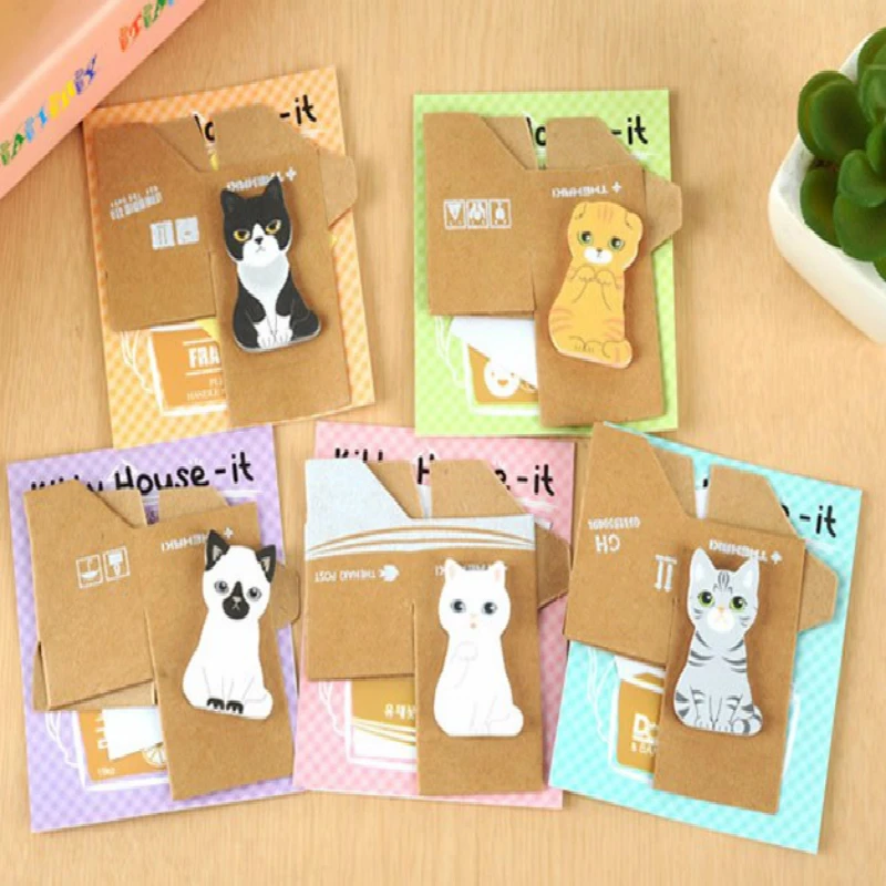 Kawaii корейские канцелярские товары Kitty House дизайн животных липкий блокнот для кошки бумажный милый Post It Notes