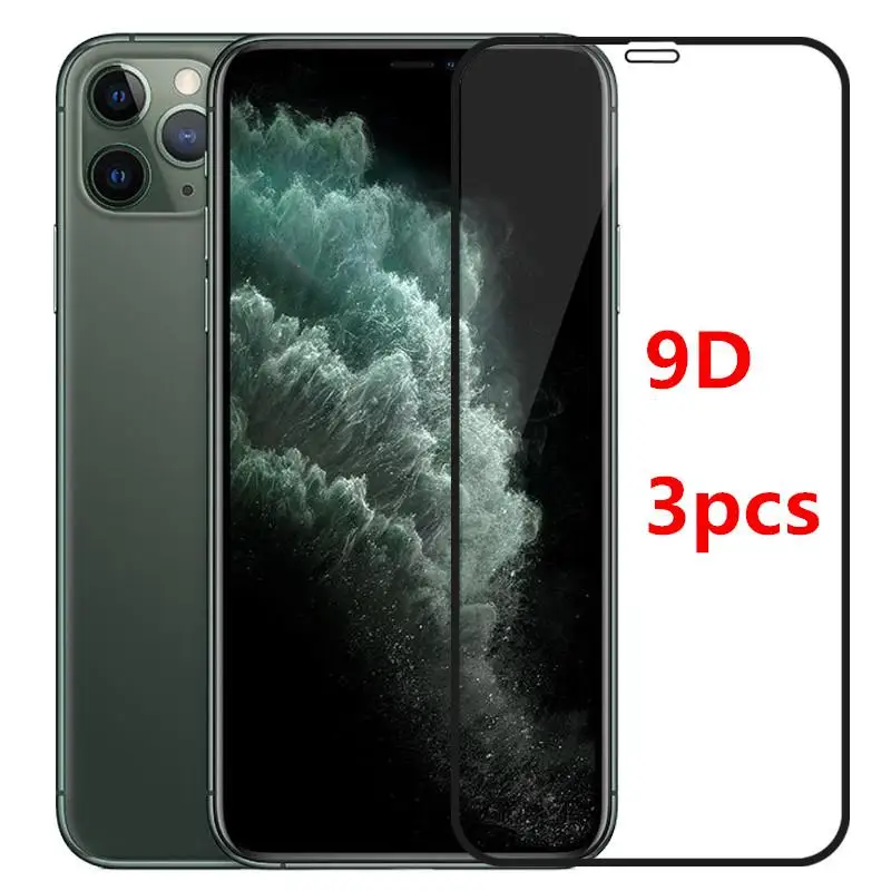 

9d 3 pçs vidro temperado para o iphone 13 12 11 pro max mini protetor de tela para o iphone x xr xs max 6 s 7 8 plus se cobertur