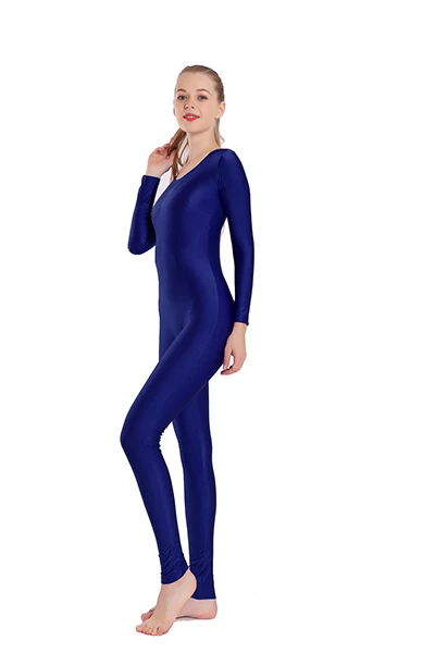 navy blue SPEERISE женский балетный костюм для танцев с длинным рукавом с овальным вырезом Полная длина гимнастический комбинезон цельный лайкра спандекс бежевый фитнес - Цвет: navy blue