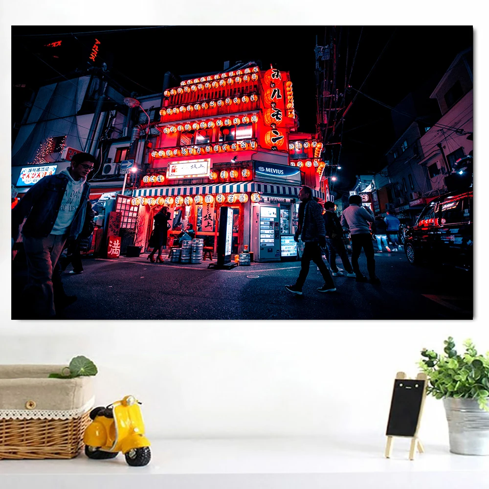 Японская Tokyo уличный Ночной городской постер двухмерный неоновый декор для