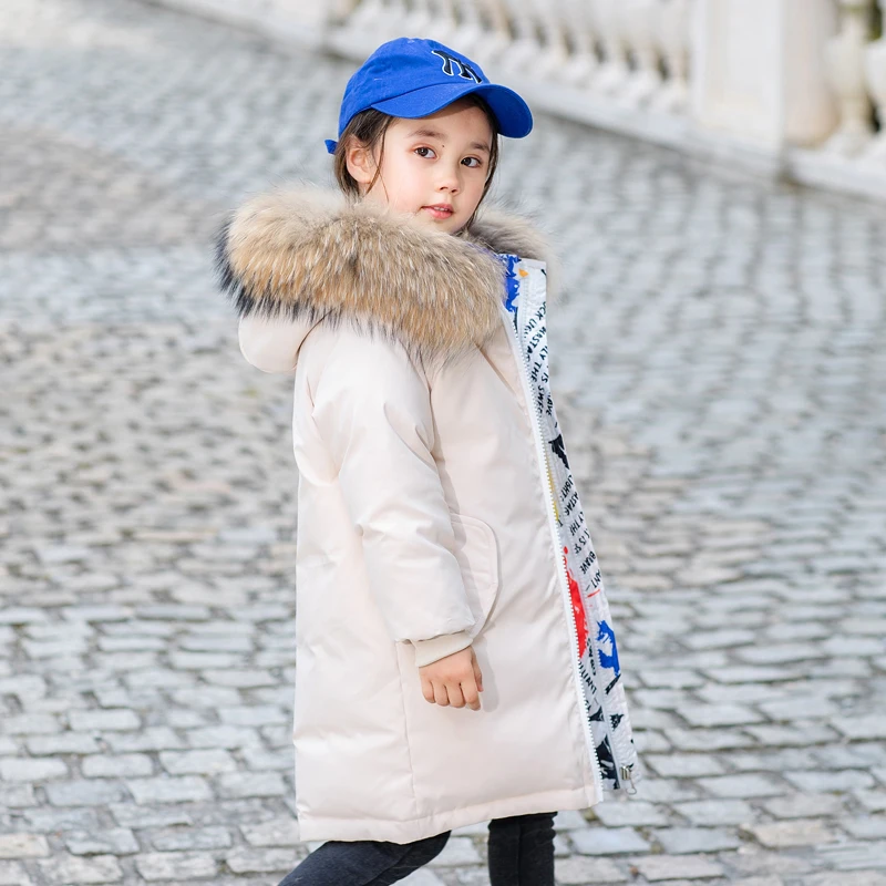 New kids MQ1901 Winter Children's duck down Outerwear&ampCoats baby girls boys printed warm Down jackets coat with cap | Детская