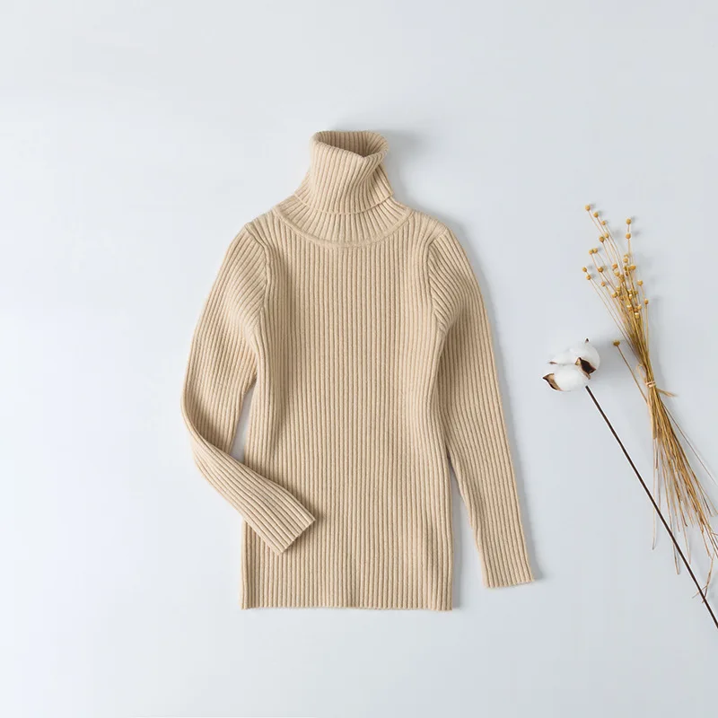 Бежевый New Girls Sweaters Ribbed Children Sweaters 1-6Years Winter Sweater - Цвет: Бежевый