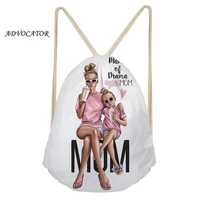 advocator women drawstring pouch cartoon super mama 3d pattern string backpack for custom logo shoes bag pocket mochila feminina