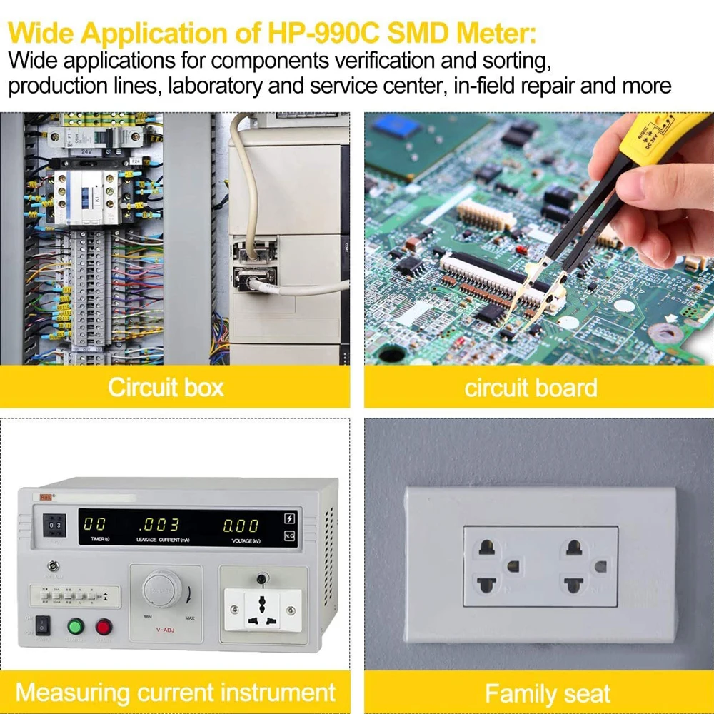 Probador inteligente SMD 990C, pinzas inteligentes, multímetro Digital, diodo RC, resistencia de rango automático, condensador, probador de batería con caja de transporte