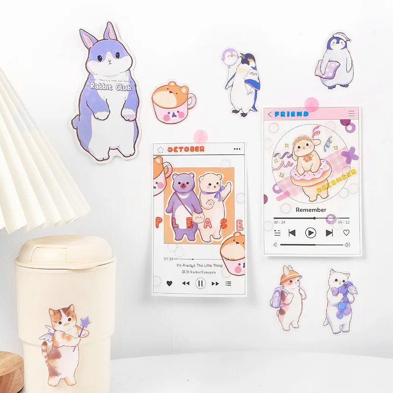 

20PCS/LOT Happy Cat Cartoon Stickers Pack Cute Scrapbook Journal Diary Planner Stationery Gift