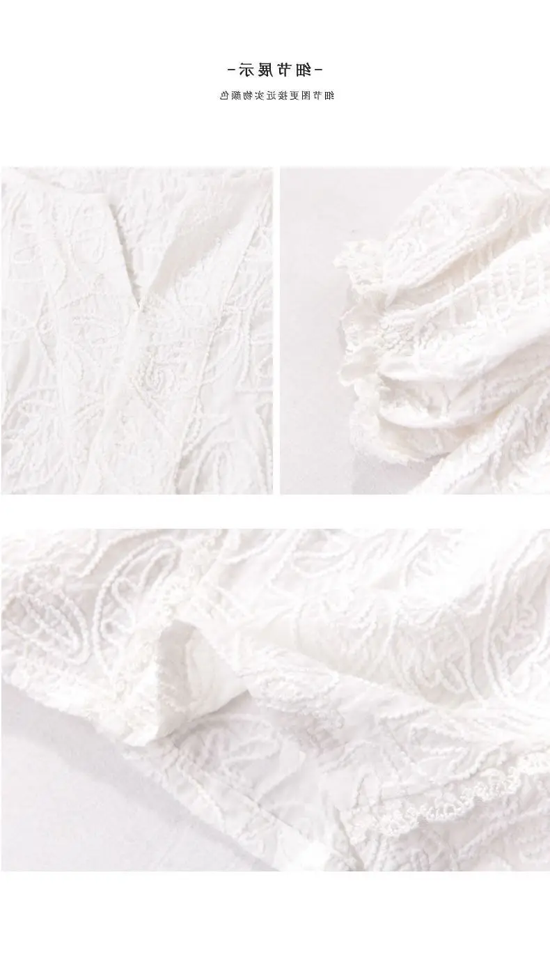 

Lace Shirt Women Short Sleeve Summer New Loose Blouse V Neck Lantern Sleeve Top Womens Sexy Tops