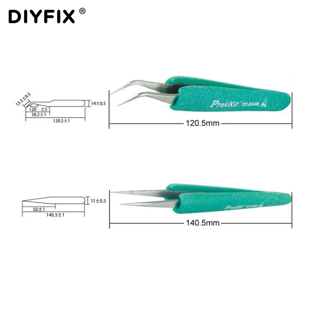 Прецизионный Пинцет Pro'sKit антистатические щипцы из нержавеющей стали