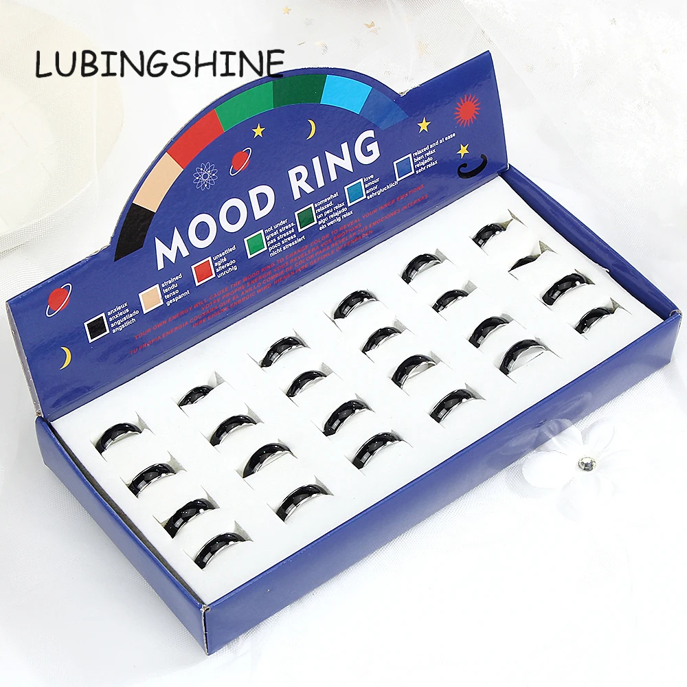 

24 Pcs/set Mood Rings Temperature Change Color Emotion Feeling for Women Men Mix Size Party Ring Jewelry Gift with Box