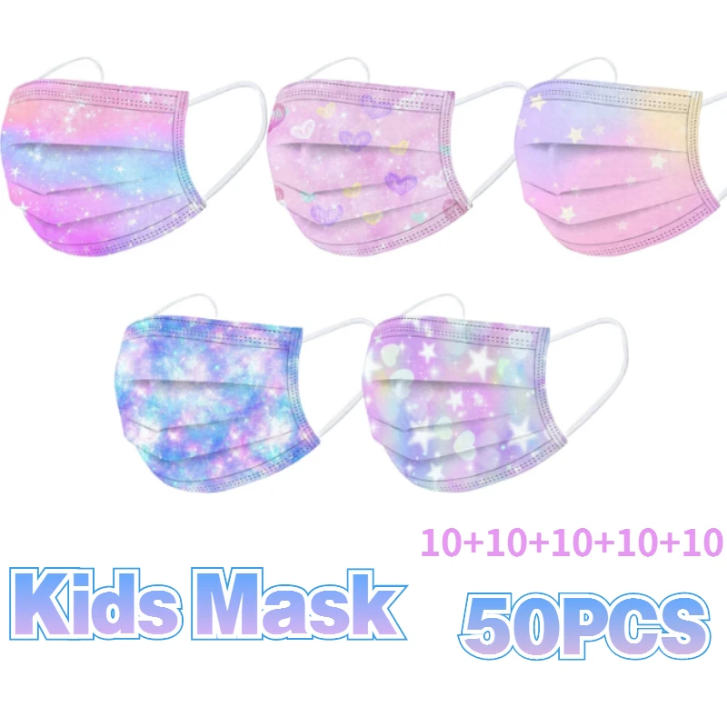 Маски Одноразовые 3-слойные Детские маска Пылезащитная с фильтром красочным