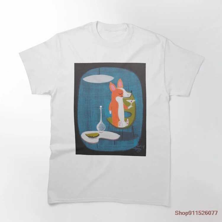 

Футболка Corgi At Home для мужчин и женщин, хлопковая тенниска с принтом, Классическая майка, уличная одежда в стиле Харадзюку