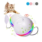Интерактивные игрушки-шары для кошек, автоматическая фотосессия с перьевыми колокольчиками, умные светодиодные игрушки для котят, USB зарядка, аксессуары для кошек