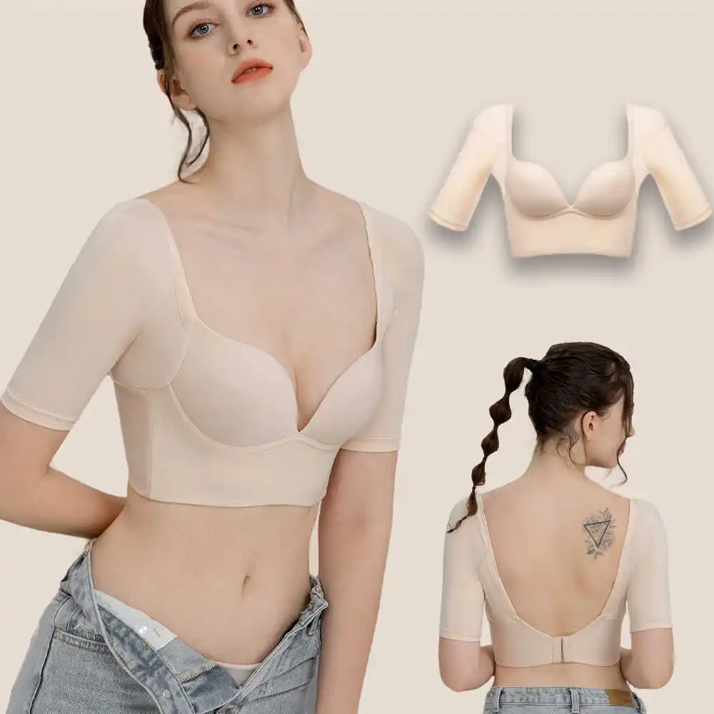 

Top con copas tipo U sin espalda, Bralette Sexy para mujer, sujetador de realce sin costuras, fino sin aros, ropa interior,