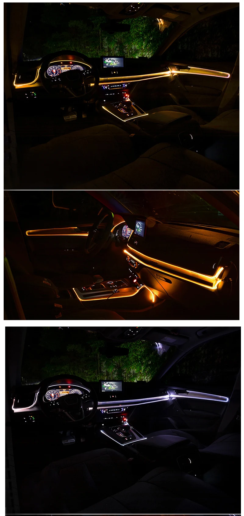 Car EL Neon Strip 6M Sound Control Light RGB LED Decorative Car Ambient Light Auto Atmosphere Lamps With A 12V Lighter&USB Line