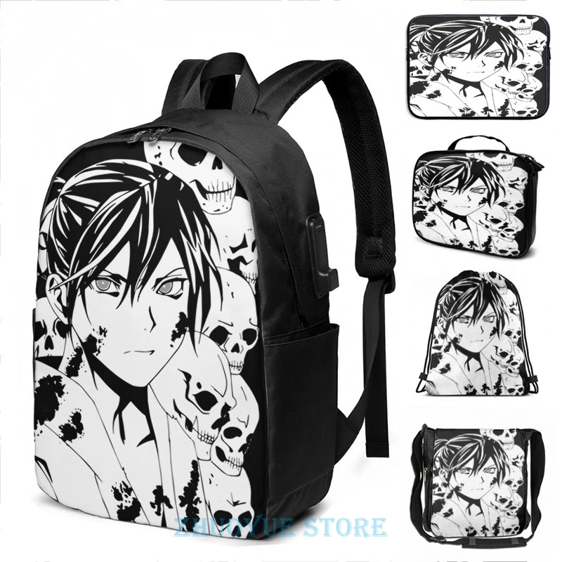 Забавный рюкзак с графическим принтом Yato God of бедствия USB зарядкой мужские