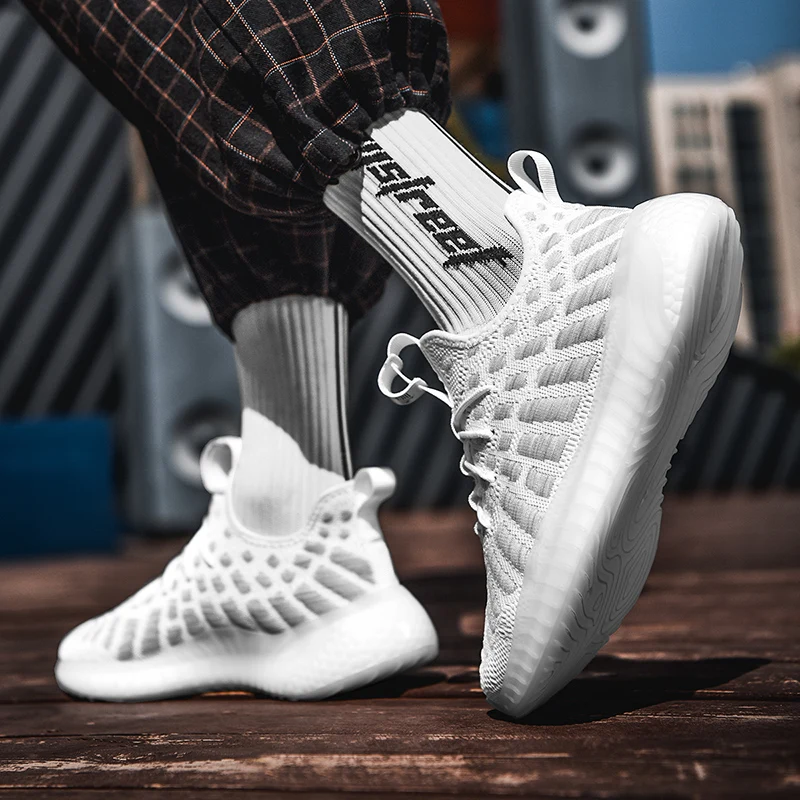 

Mens Casual Shoes New Personality Air Mesh Simple Breathable Lace-up Non-slip Rubber Soft bottom Sports Popular Leisure Shoes