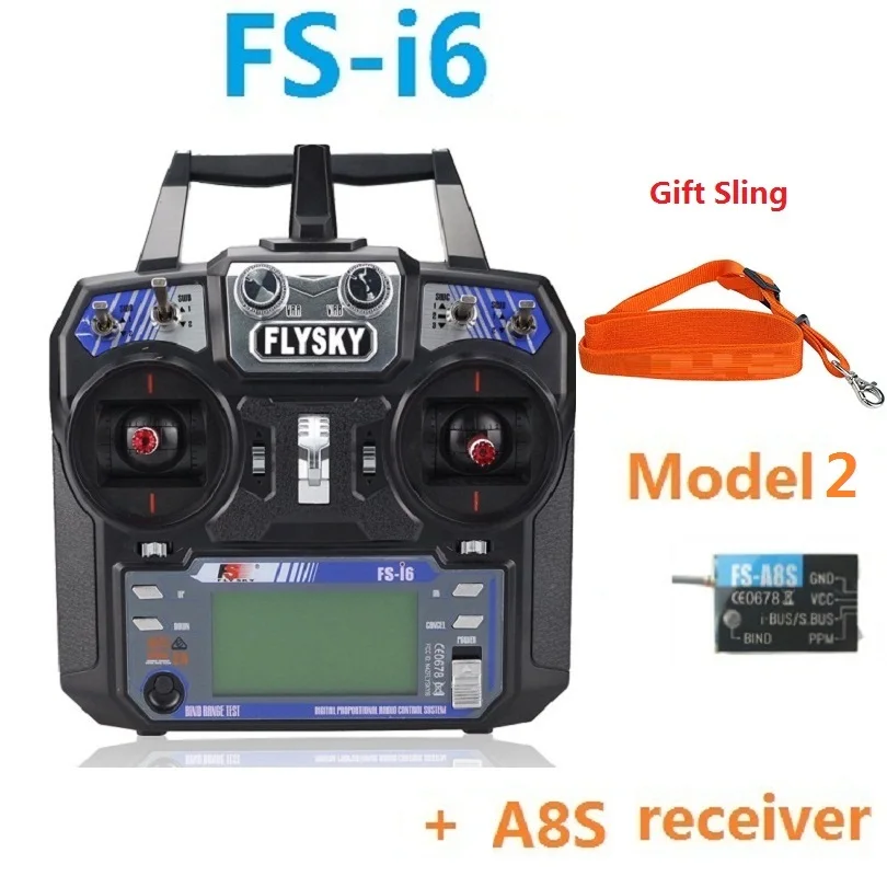 FS-I6 A8S model2 FS Flysky I6 FS-i6 2,4G 6ch передатчик RC контроллер с iA6B X6B A8S IA6 iA10B приемник для самолета Heli UAV лодка - Цвет: FS-I6 A8S model2