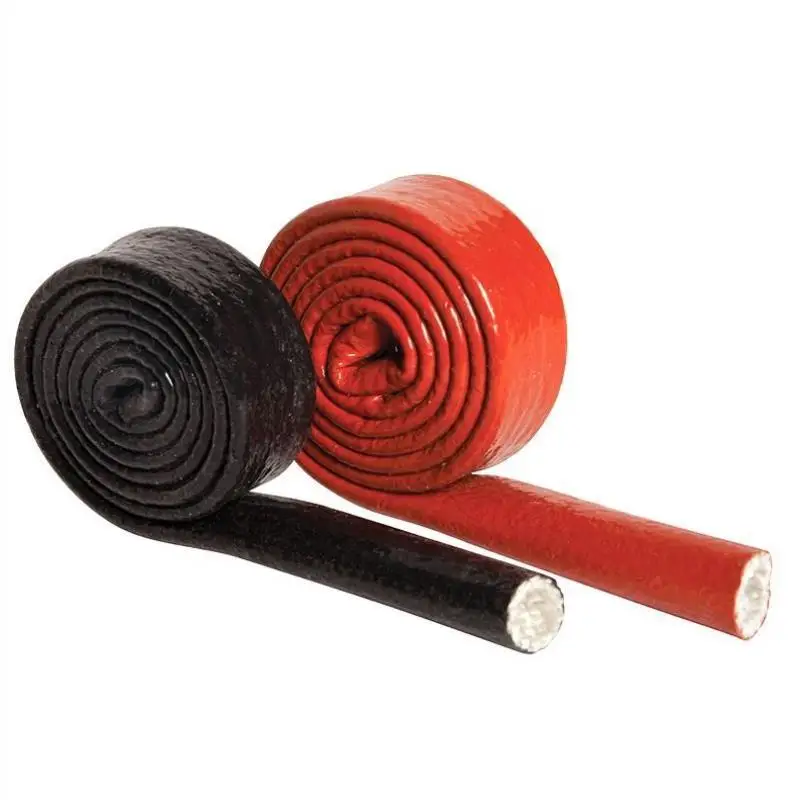 

4-130mm Black/Red High Temperature Resistance Fire Retardant Casing Pipe Insulation Silicone Fiberglass Cable Protect Tube