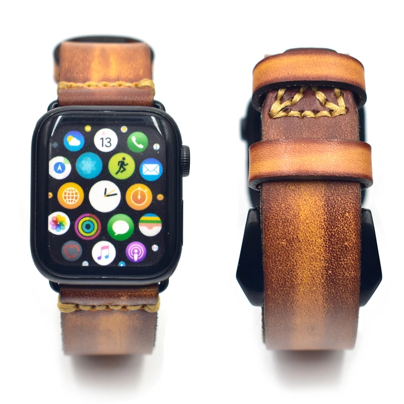 Onthelevel кожаный ремешок для Apple Watch 4 группа 42 мм 38 мм iWatch полосы 44 мм 40 мм двойной слой кожа Скрытая пряжка ремня# E